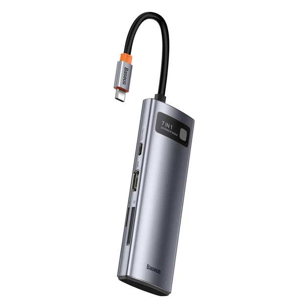 USB-хаб Baseus Metal Gleam Series 7-in-1 USB-C to 2xUSB 3.0 + HDMI 4K + USB-C + SD/TF + USB-C Power Port Gray (WKWG020113) - Фото 2 USB-хаб Baseus Metal Gleam Series 7-in-1 USB-C to 2xUSB 3.0 + HDMI 4K + USB-C + SD/TF + USB-C Power Port Gray (WKWG020113) - зображення 2