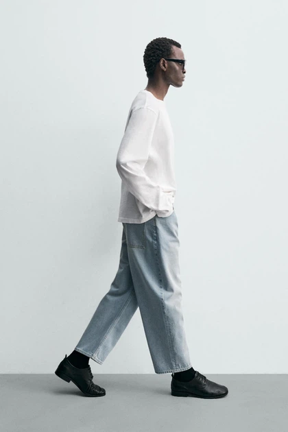 Джинси Zara Wide Tapered вільні укорочені блакитний 9794/360/406 30 - Фото 4 Джинси Zara Wide Tapered вільні укорочені блакитний 9794/360/406 30 - изображение 4
