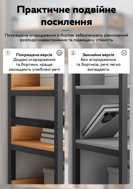 Книжковий стелаж Loft 100×30×143 см на 5 полиць G633AΩ Rosewood 100 - зображення 7