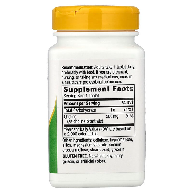 Холін Nature's Way "Choline" вітамін В4 у формі бітартрату, 500 мг (100 веганських таблеток) - зображення 2