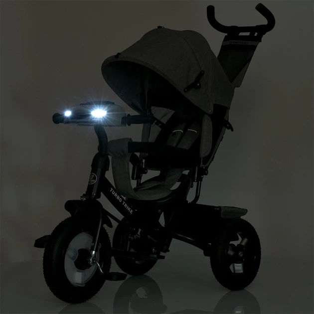 Триколісний велосипед Turbo Trike (M 3115HA-19L) USB/BT, світло, сірий льон - изображение 7