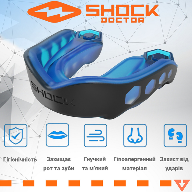 Капа Shock Doctor Gel Max дитяча (вік до 10) Black/Blue (art. 6100-BB-YTR) - Фото 2 Капа Shock Doctor Gel Max дитяча (вік до 10) Black/Blue (art. 6100-BB-YTR) - изображение 2