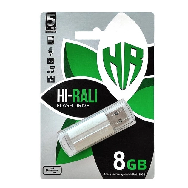 Флеш пам'ять USB Hi-Rali Corsair USB 2.0 8GB Steel - зображення 2