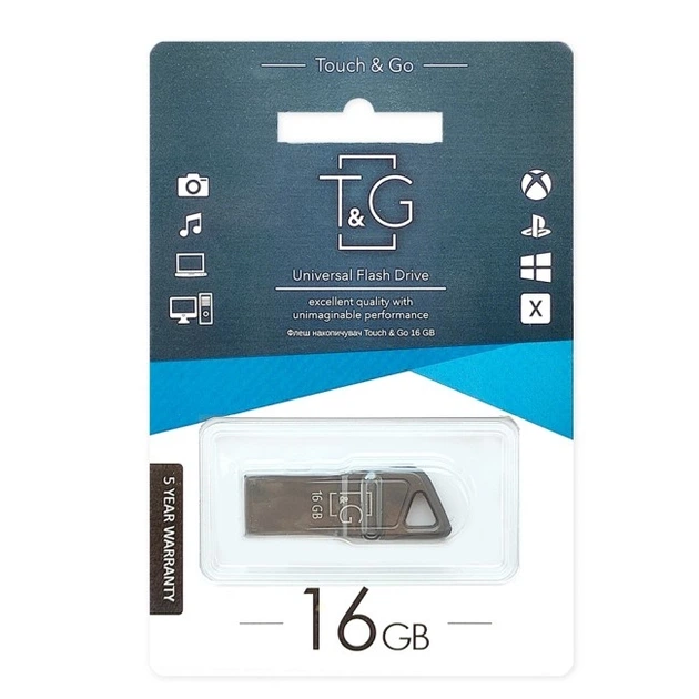 Флеш память USB Touch & Go USB 2.0 16GB Metal 114 Steel - изображение 2