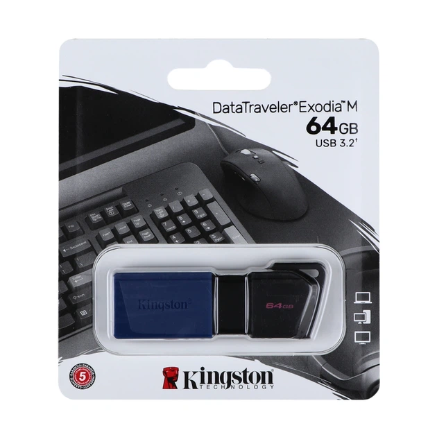 Флешка ЮСБ Kingston DT Exodia M 64Gb USB Flash Drive 3.2 пам'ять 64 Гб Black/Blue - Фото 2 Флешка ЮСБ Kingston DT Exodia M 64Gb USB Flash Drive 3.2 пам'ять 64 Гб Black/Blue - зображення 2