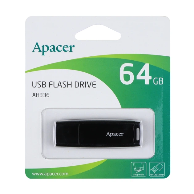 Флешка ЮСБ Apacer AH336 64Gb USB Flash Drive 2.0 пам'ять 64 Гб Black - Фото 2 Флешка ЮСБ Apacer AH336 64Gb USB Flash Drive 2.0 пам'ять 64 Гб Black - зображення 2