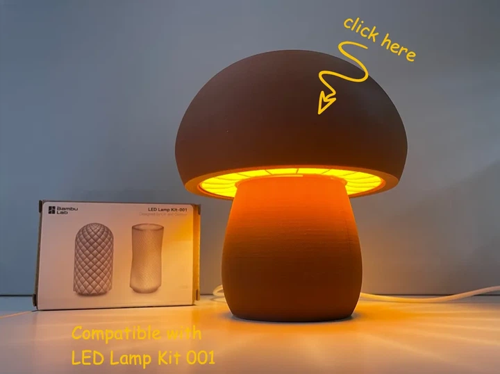 Світильник-нічник у формі гриба сумісний із Bambu Lab LED Lamp Kit 001. Aivory - зображення 3