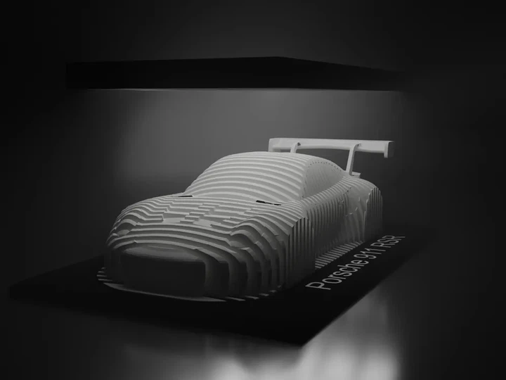 Скульптура автомобіля Porsche 911 RSR у топографічному стилі. Aivory - изображение 2