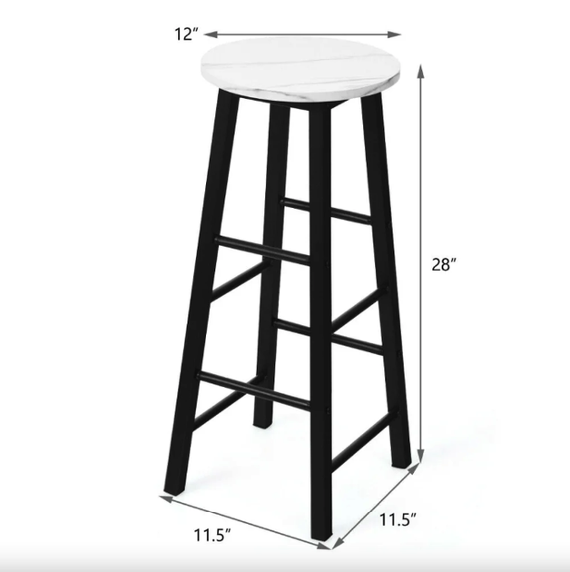Комплект барних стільців Costway Eugad White Marble 2 шт до 100 кг - зображення 5
