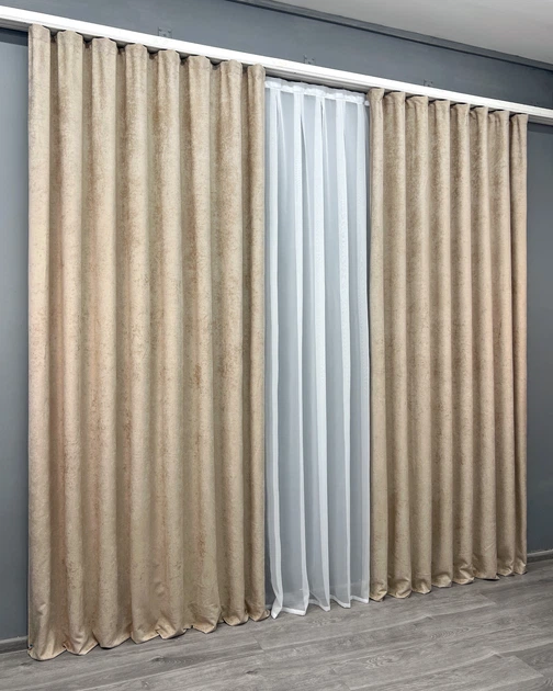 Комплект готових штор VR-Textil Шеніл преміум VELMIRA Rich № 1926ш Бежевий 150х290 см 2 шт (33-0992 - Фото 4 Комплект готових штор VR-Textil Шеніл преміум VELMIRA Rich № 1926ш Бежевий 150х290 см 2 шт (33-0992 - зображення 4