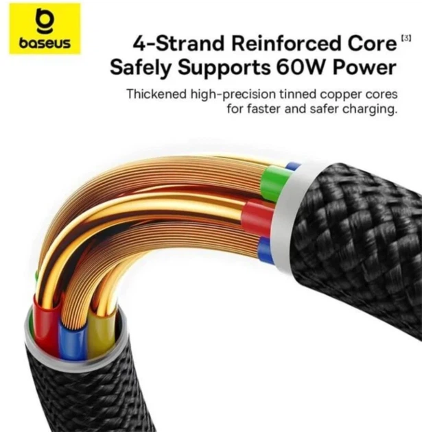 Кабель Baseus Dura Series Cable USB to Type-C 60W 2m P10377802U01-02 Black-Gold - Фото 8 Кабель Baseus Dura Series Cable USB to Type-C 60W 2m P10377802U01-02 Black-Gold - изображение 8