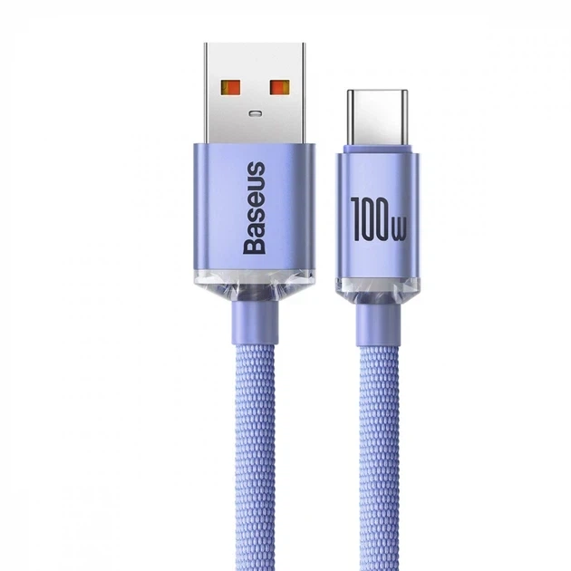 Кабель Baseus Crystal Shine Series Cable USB to Type-C 100W 1.2m CAJY000405 Purple - Фото 2 Кабель Baseus Crystal Shine Series Cable USB to Type-C 100W 1.2m CAJY000405 Purple - зображення 2