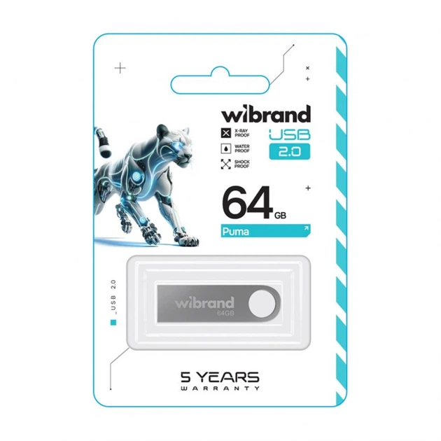 Флеш-память USB Wibrand 64Гб металл серебристый (663414) - Фото 2 Флеш-память USB Wibrand 64Гб металл серебристый (663414) - изображение 2