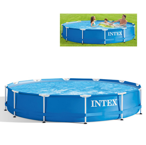 Каркасный бассейн Intex, круглый 366×76см, объем 6503л, синяя наружная облицовка, внутренняя – «мозаика-сот» - изображение 6
