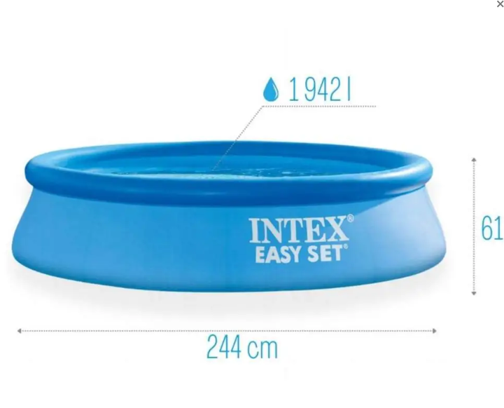 Надувний басейн Intex 244 х 61 см (чаша, 1 942 л, круглий, ПВХ) - Фото 6 Надувний басейн Intex 244 х 61 см (чаша, 1 942 л, круглий, ПВХ) - зображення 6