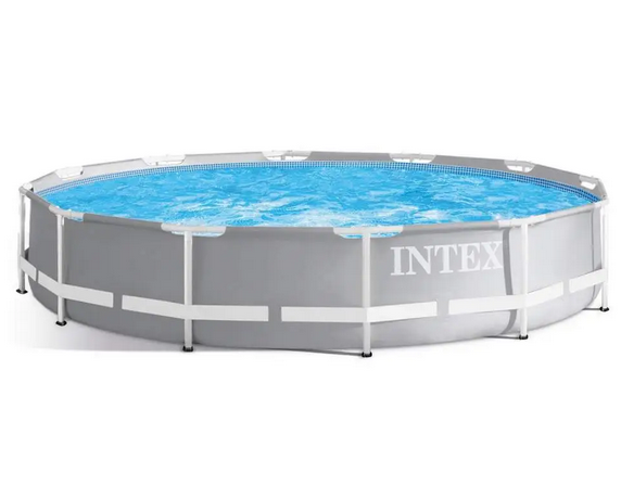 Бассейн каркасный Intex, 366 x 99 см, круглый, серый, внутренняя облицовка под мозаику, с лестницей - изображение 5