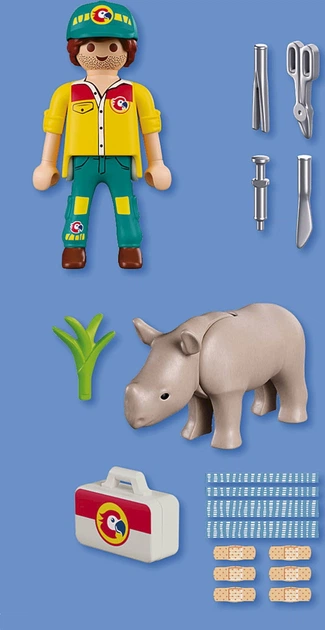 Набір іграшок Playmobil Duo Pack Лісовий охоронець з носорогом 72025 (4008789720252) - зображення 3