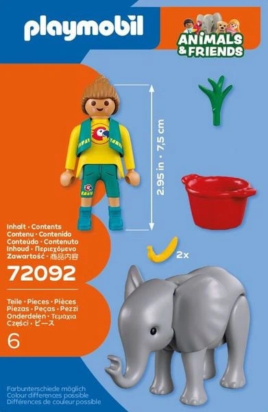Набір іграшок Playmobil Animals and Friends Zoo: Слоненя та доглядач 72092 (4008789720924) - зображення 2
