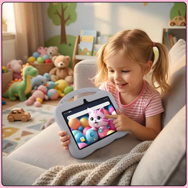 Детский планшет G123 Hello Kitty 7" 6GB RAM, 128 GB ROM на Android с Wi-Fi Серый - изображение 2