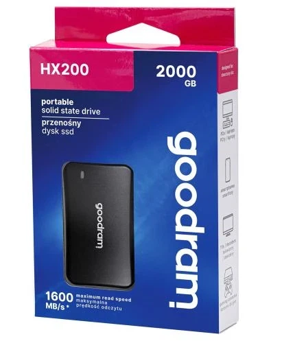 Внешний накопитель SSD, 2Tb, Goodram HX200, Black (SSDPR-HX200-2K0) - Фото 3 Внешний накопитель SSD, 2Tb, Goodram HX200, Black (SSDPR-HX200-2K0) - изображение 3