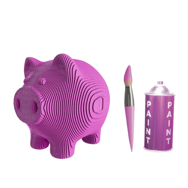 Картонный 3D пазл-конструктор "Cartonic 3D Puzzle PIGGY MONEY BANK" Копилка Свинка - Фото 5 Картонный 3D пазл-конструктор "Cartonic 3D Puzzle PIGGY MONEY BANK" Копилка Свинка - изображение 5