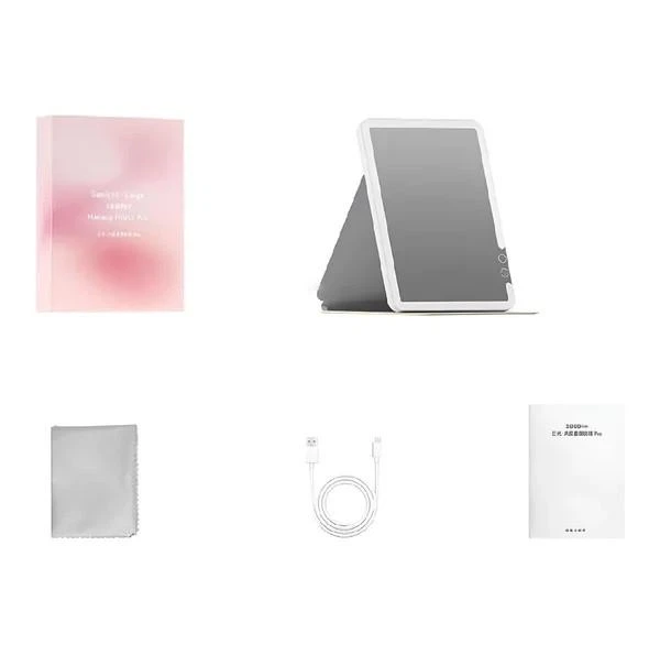 Зеркало для макияжа, косметическое зеркало с подсветкой DOCO Daylight Portable Flat Mirror Pro 11" розовое (FM008P) - изображение 2