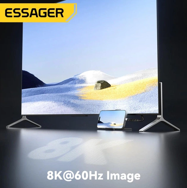 Кабель Type-c - Type-c Usb 4.0 Type-C Gen2 40Gbps 8K @ 60Hz 240W AV audio video 12см Essager Дата кабель - Фото 7 Кабель Type-c - Type-c Usb 4.0 Type-C Gen2 40Gbps 8K @ 60Hz 240W AV audio video 12см Essager Дата кабель - зображення 7