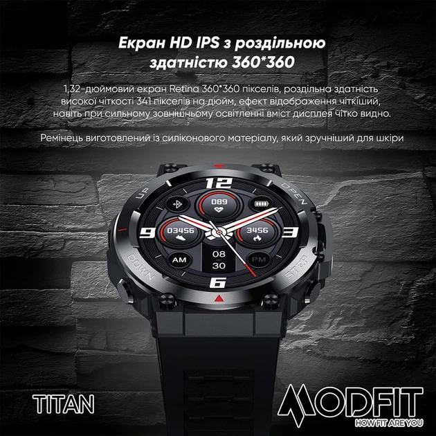 Наручний годинник Modfit Titan Black-Gold 35 мм. - изображение 6