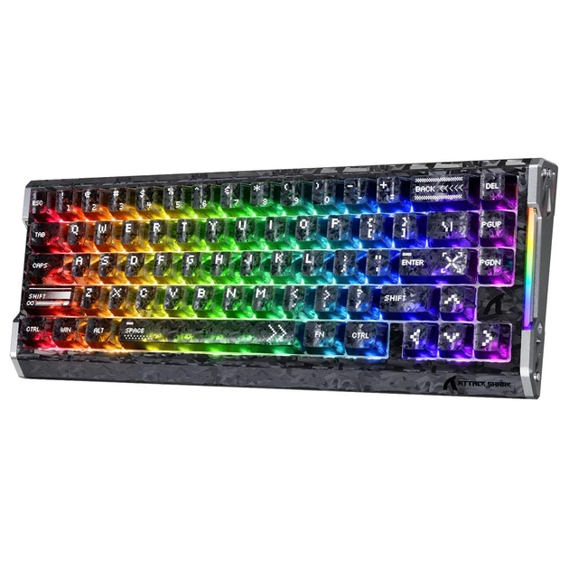 Механічна клавіатура на магнітних світчах з Hot Swap Attack SHARK R68 HE Carbon Fiber Rapid Trigger, 66key, RGB, 8K, Win/Mac OS, УКР/АНГЛ, Ink Shade/Чорна (R68IS) - Фото 1 Механічна клавіатура на магнітних світчах з Hot Swap Attack SHARK R68 HE Carbon Fiber Rapid Trigger, 66key, RGB, 8K, Win/Mac OS, УКР/АНГЛ, Ink Shade/Чорна (R68IS) - зображення 1