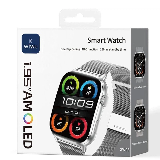 Смарт-часи Wiwu SW08 Smart Watch Silver (789144) - Фото 5 Смарт-часи Wiwu SW08 Smart Watch Silver (789144) - зображення 5