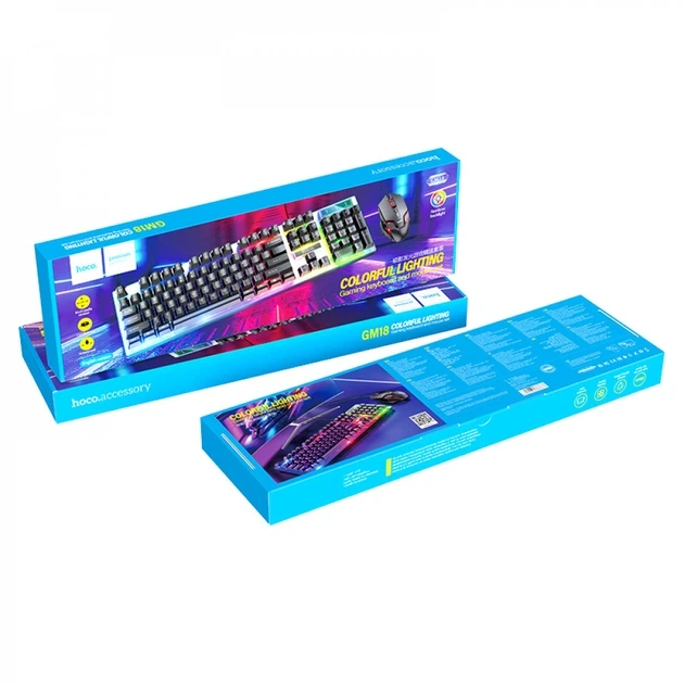 Комплект клавіатури та миші Hoco GM18 Luminous gaming keyboard and mouse set (Russian version) — Black (777603) - изображение 2