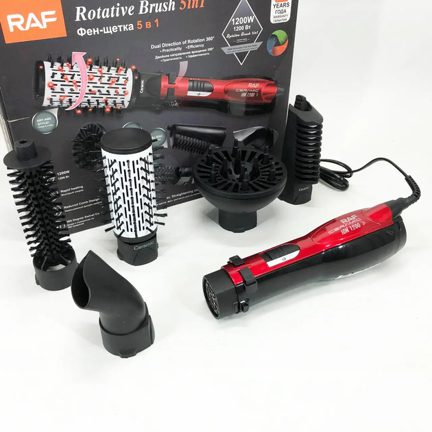 Фен-щетка RAF 5 в 1 для укладки волос, мультистайлер с насадками, 1200 Вт, холодный воздух, объем и локоны - изображение 6
