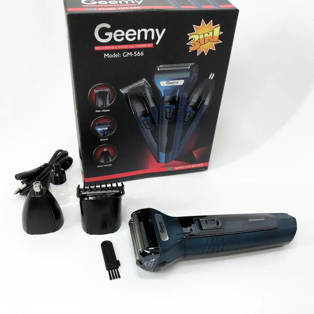 Аккумуляторный триммер Gemei 3 в 1 для носа, ушей, бровей, бороды и усов с насадкой для бритья, универсальная машинка - Фото 3 Аккумуляторный триммер Gemei 3 в 1 для носа, ушей, бровей, бороды и усов с насадкой для бритья, универсальная машинка - изображение 3