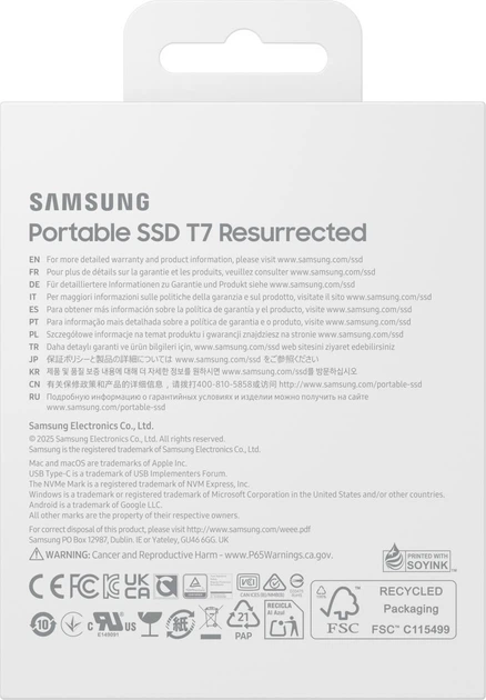 Dysk SSD Samsung Portable T7 Resurrected 2TB USB 3.2 Type-C Silver (MU-PD2T0G/WW) - obraz 9