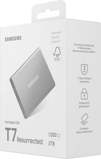 Dysk SSD Samsung Portable T7 Resurrected 2TB USB 3.2 Type-C Silver (MU-PD2T0G/WW) - obraz 11