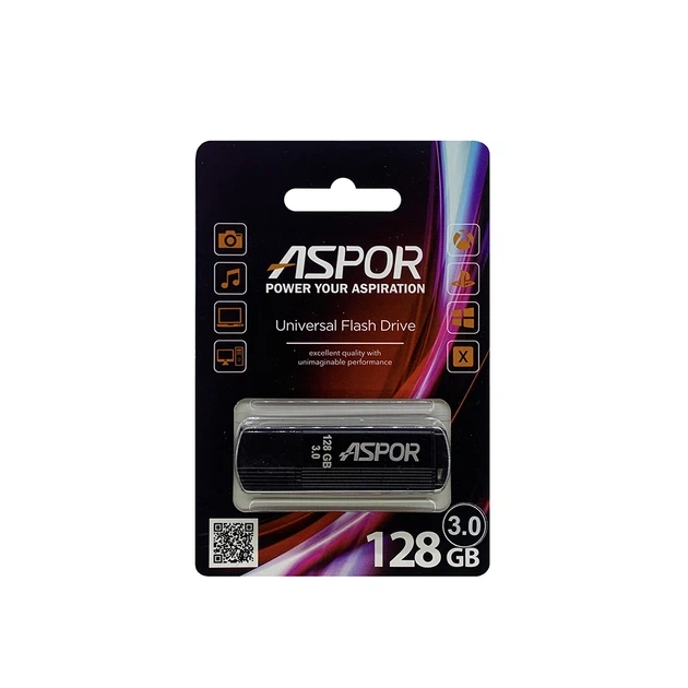 Флеш пам'ять USB Flash Aspor AR121 128GB чорна - Фото 2 Флеш пам'ять USB Flash Aspor AR121 128GB чорна - зображення 2