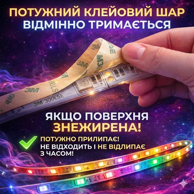 Светодиодная лента RGB 5050 12 В 5 метров, 60 диодов/м с пультом и блоком питания, комплект для подсветки - изображение 4