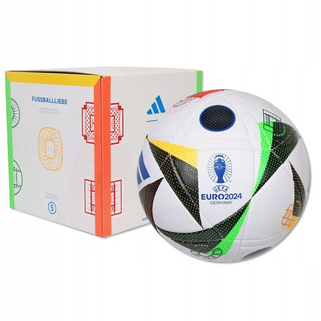 Футбольний м'яч Adidas Fussballliebe Euro 2024 League Box розмір 5, біло-чорний - Фото 4 Футбольний м'яч Adidas Fussballliebe Euro 2024 League Box розмір 5, біло-чорний - изображение 4