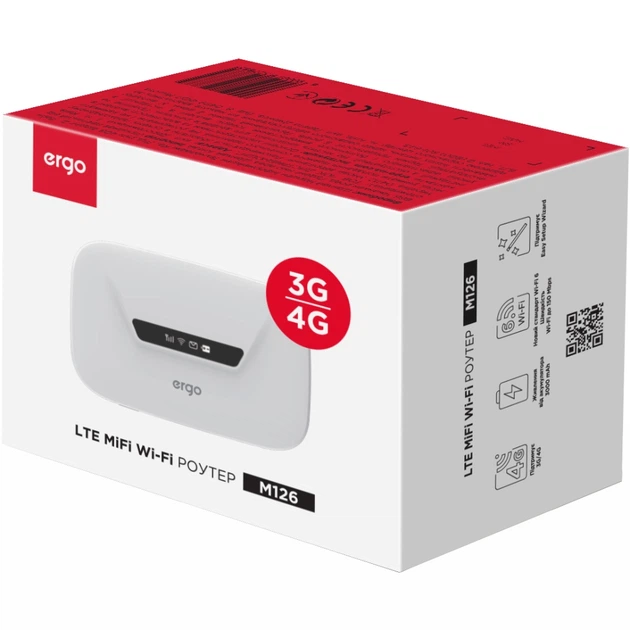 Маршрутизатор мобільний WIFI роутер ERGO M126 (cat4) 3G/4G Wi-Fi 6 Mobile Router (білий) - изображение 6