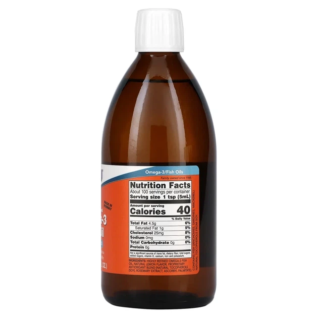 Риб'ячий жир рідкий Now Foods (Omega-3 Fish oil) 500 мл зі смаком лимона (NOW-01660) - зображення 2