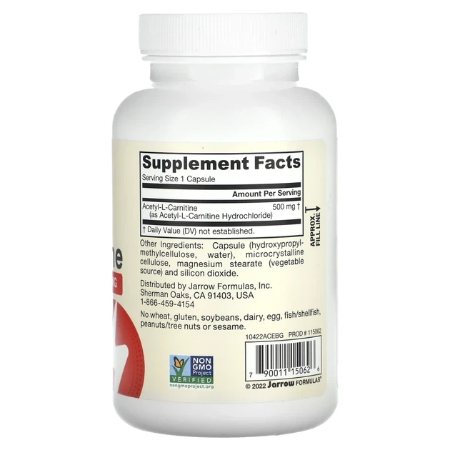 Ацетил L-карнітин Jarrow Formulas (Acetyl L-Carnitine) 500 мг 120 капсул (JRW-15062) - зображення 2