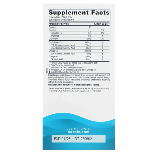 Омега 3-6-9 Nordic Naturals (Complete Omega) 120 капсул зі смаком лимона (NOR-02770) - зображення 2