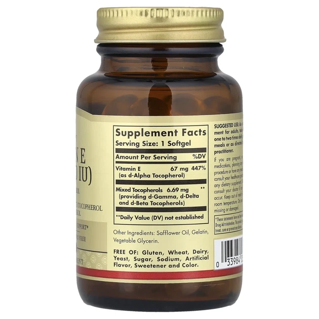 Вітамін Е Solgar (Vitamin E) 100 MО 100 капсул (SOL-03461) - зображення 2