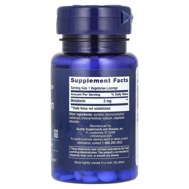 Мелатонін Life Extension (Melatonin) 3 мг 60 льодяників (LEX-33206) - зображення 2