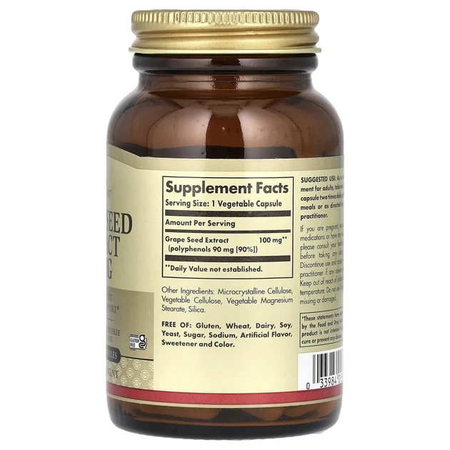 Екстракт виноградних кісточок Solgar (Grape Seed Extract) 100 мг 60 капсул (SOL-01356) - изображение 2