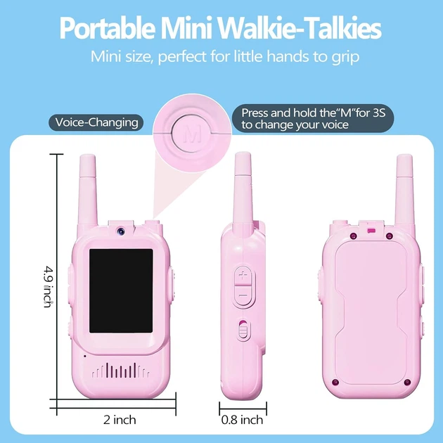 Дитяча відеорація Walkie Talkie з двостороннім відеозв'язком та акумулятором 124x54x23 мм для ігор та безпечного спілкування - зображення 2