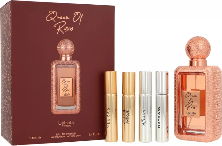 Zestaw damski Lattafa Pride Queen of Roses Woda perfumowana 100 ml Atomizer 4 x 15 ml (6290362347132) - obraz 2