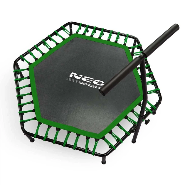 Шестигранный фитнес-батут Neo-Sport 127 см с ручкой и регулировкой высоты для кардиотренировок дома Зеленый - изображение 8