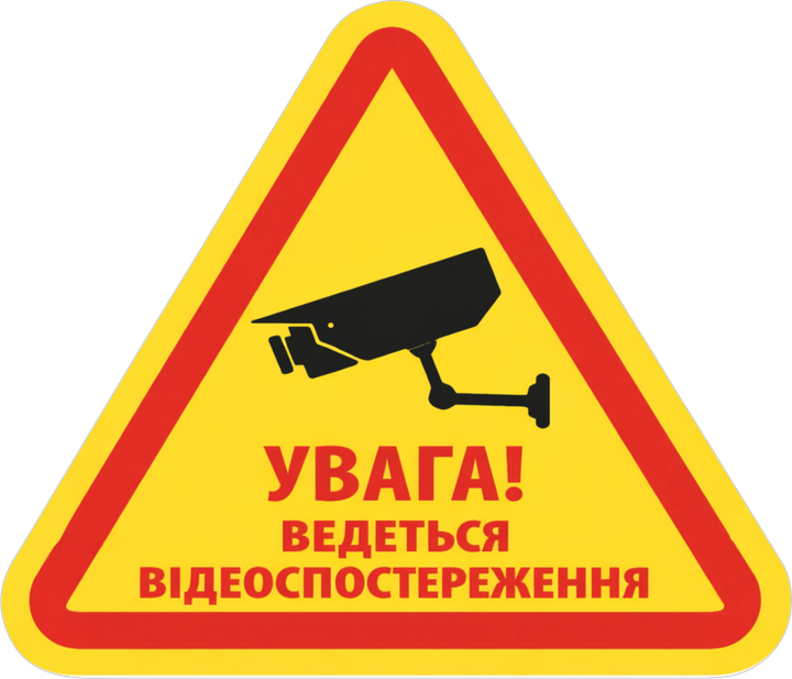Наклейка "Внимание! Ведётся видеонаблюдение" треугольная, 120×140 мм, УФ-печать, наружная поклейка - изображение 2