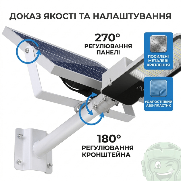 Уличный солнечный фонарь F&R автономный, 102 LED, IP65, аккумулятор 3000 мАч - изображение 3